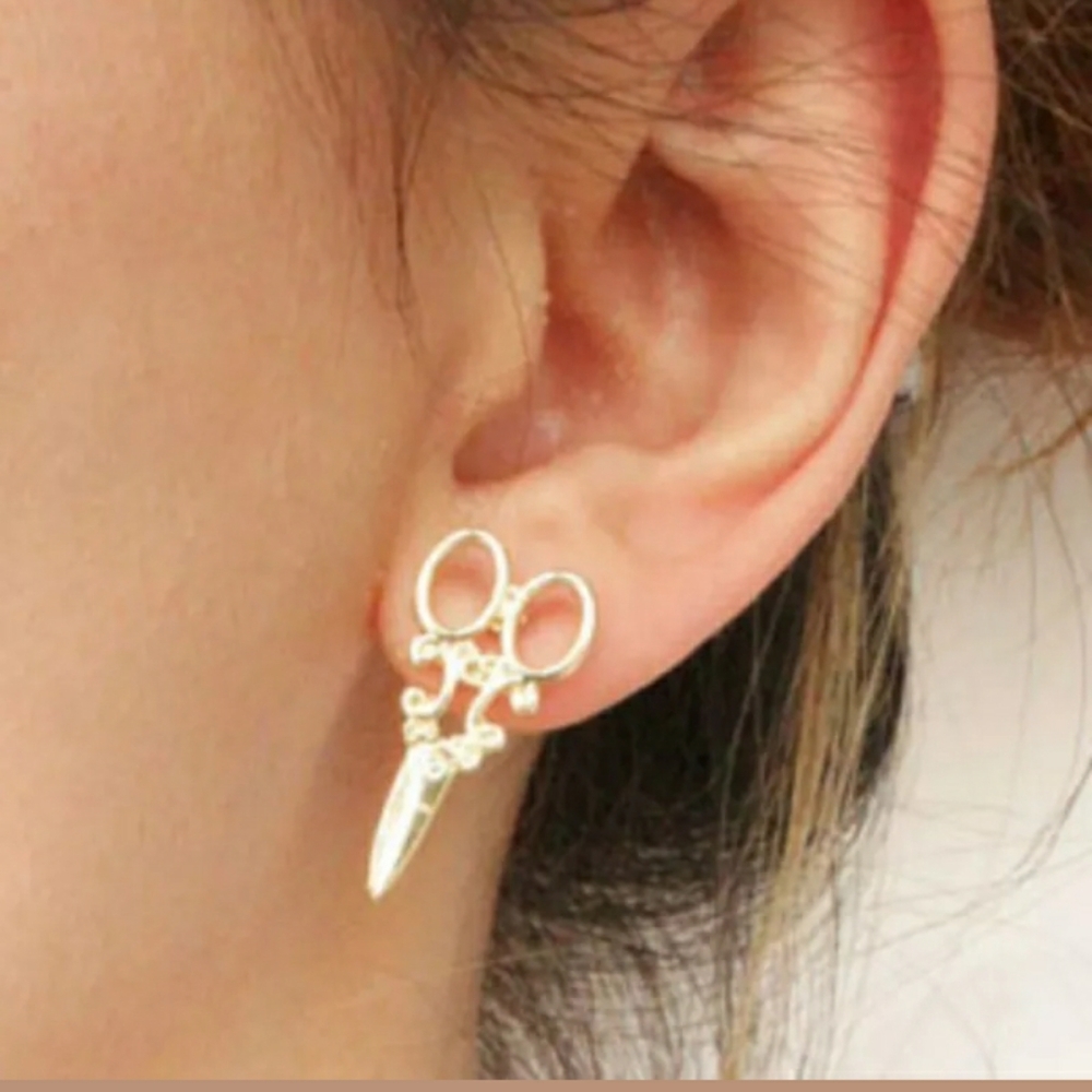 Goldtone Hairdresser Shears Earrings